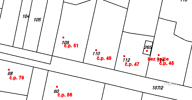 Brozánky 49, Hořín na parcele st. 110 v KÚ Brozánky, Katastrální mapa