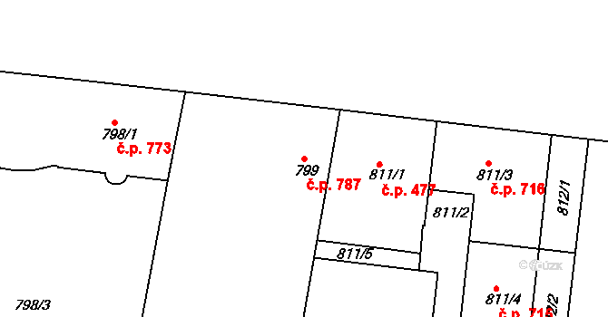 Holešovice 787, Praha na parcele st. 799 v KÚ Holešovice, Katastrální mapa