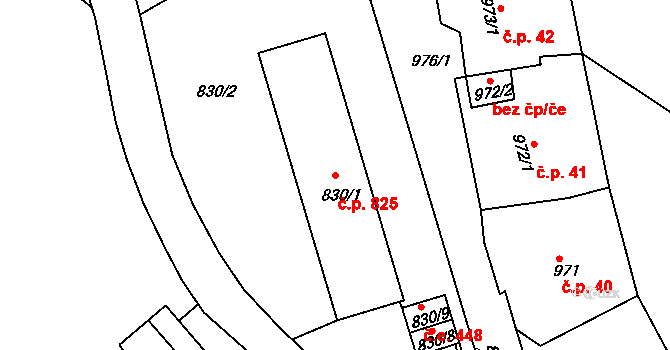 Teplické Předměstí 825, Bílina na parcele st. 830/1 v KÚ Bílina, Katastrální mapa