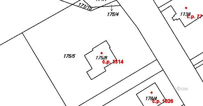 Ráj 1314, Karviná na parcele st. 175/8 v KÚ Ráj, Katastrální mapa