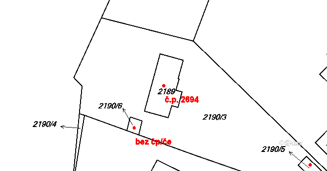 Dejvice 2694, Praha na parcele st. 2189 v KÚ Dejvice, Katastrální mapa