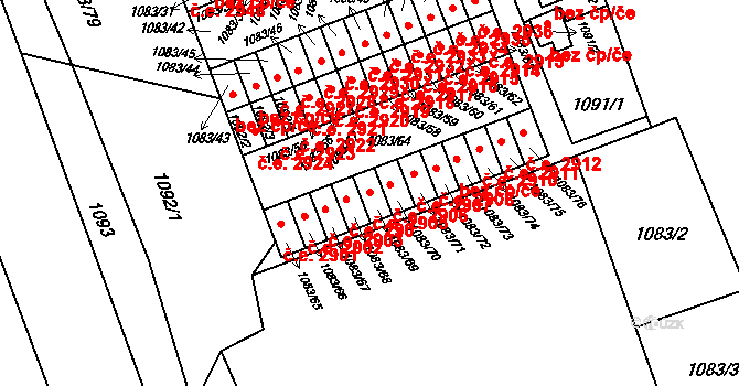 Třebovice 2905, Ostrava na parcele st. 1083/69 v KÚ Třebovice ve Slezsku, Katastrální mapa
