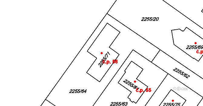 Hýlov 56, Klimkovice na parcele st. 2255/71 v KÚ Klimkovice, Katastrální mapa