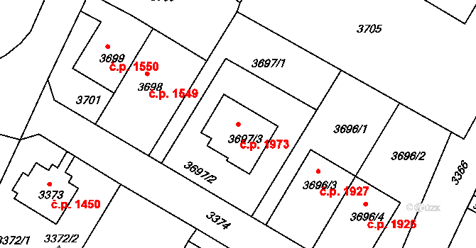 Předměstí 1973, Litoměřice na parcele st. 3697/3 v KÚ Litoměřice, Katastrální mapa