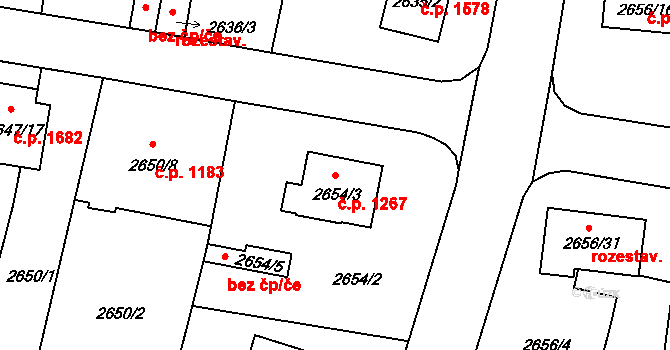 Benešov 1267 na parcele st. 2654/3 v KÚ Benešov u Prahy, Katastrální mapa