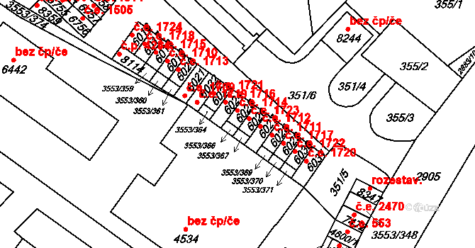 Hodonín 1714 na parcele st. 6025 v KÚ Hodonín, Katastrální mapa