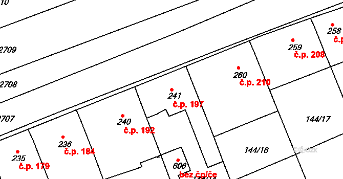 Tečovice 197 na parcele st. 241 v KÚ Tečovice, Katastrální mapa