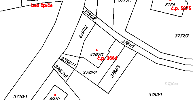 Zlín 3664 na parcele st. 4197/1 v KÚ Zlín, Katastrální mapa