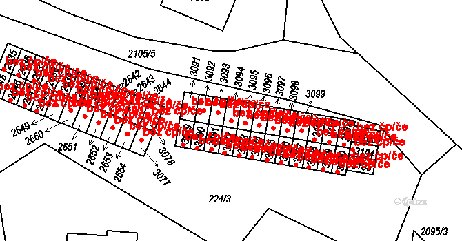 Písek 42160448 na parcele st. 3094 v KÚ Písek, Katastrální mapa