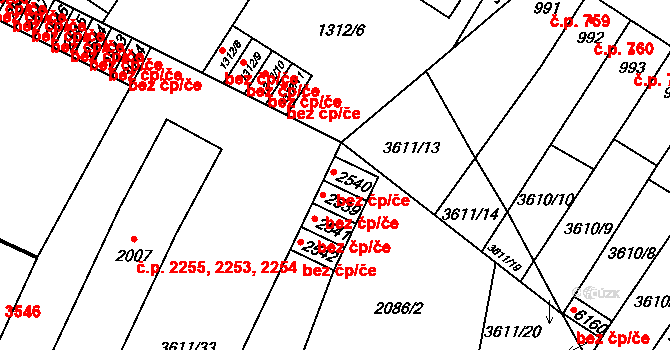 Břeclav 42426448 na parcele st. 2540 v KÚ Břeclav, Katastrální mapa