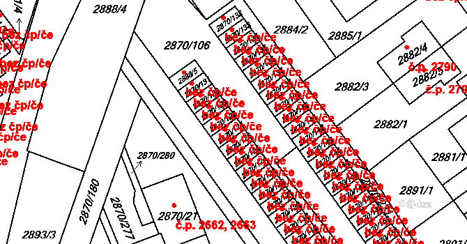 Teplice 45111448 na parcele st. 2870/127 v KÚ Teplice, Katastrální mapa