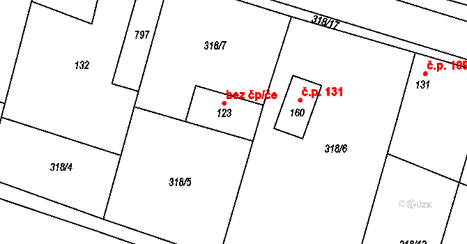 Chorušice 45360448 na parcele st. 123 v KÚ Velký Újezd u Chorušic, Katastrální mapa