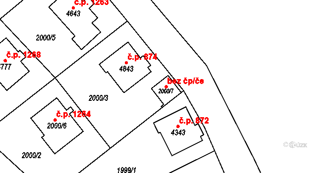 Žamberk 45545448 na parcele st. 2000/7 v KÚ Žamberk, Katastrální mapa