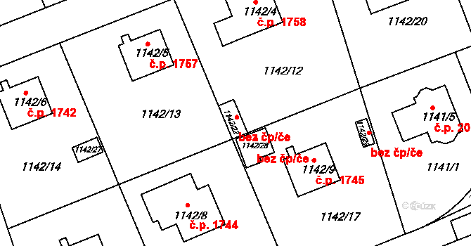 Praha 46737448 na parcele st. 1142/22 v KÚ Modřany, Katastrální mapa