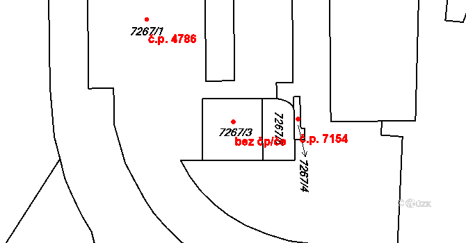 Zlín 47721448 na parcele st. 7267/3 v KÚ Zlín, Katastrální mapa