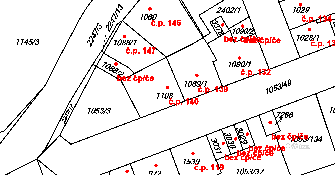 Beroun-Zavadilka 140, Beroun na parcele st. 1108/1 v KÚ Beroun, Katastrální mapa