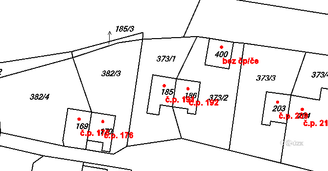 Mlékojedy 191, Neratovice na parcele st. 185 v KÚ Mlékojedy u Neratovic, Katastrální mapa