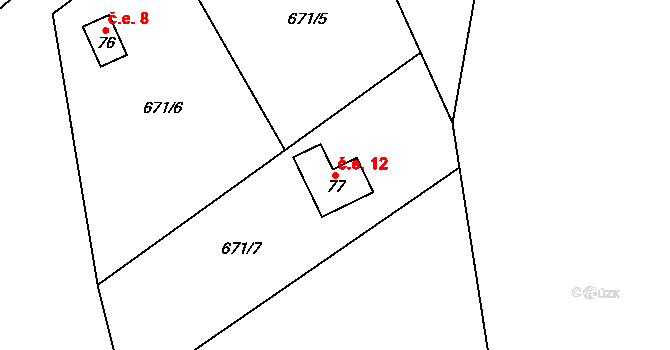 Malá Lečice 12, Bojanovice na parcele st. 77 v KÚ Malá Lečice, Katastrální mapa