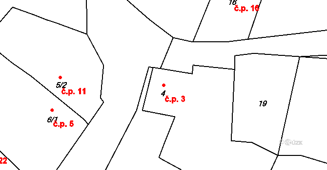 Broučkova Lhota 3, Chotoviny na parcele st. 4 v KÚ Broučkova Lhota, Katastrální mapa