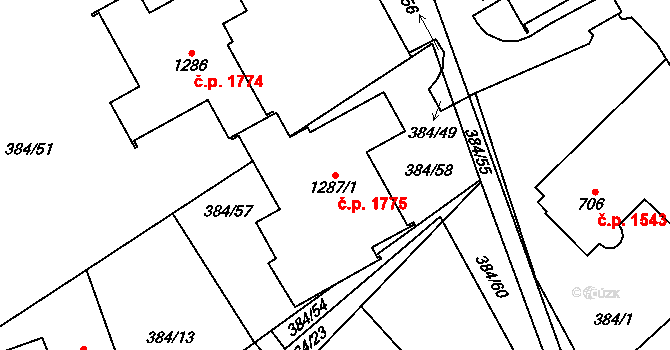Nový Jičín 1775 na parcele st. 1287/1 v KÚ Nový Jičín-Dolní Předměstí, Katastrální mapa