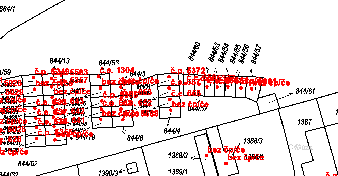 Louny 657 na parcele st. 844/2 v KÚ Louny, Katastrální mapa