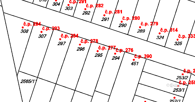 Vranovice 277 na parcele st. 295 v KÚ Vranovice nad Svratkou, Katastrální mapa