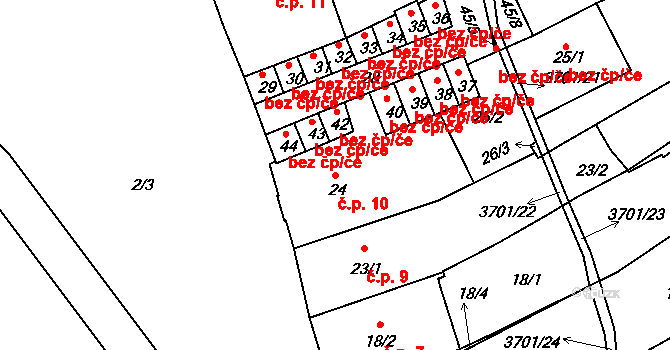 Holešov 10 na parcele st. 24 v KÚ Holešov, Katastrální mapa