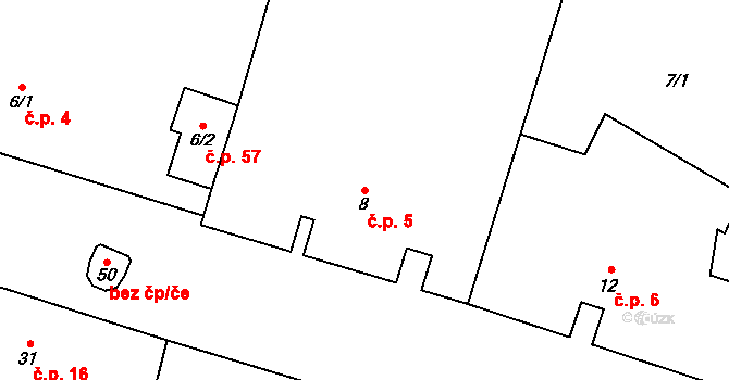 Prokopov 5 na parcele st. 8 v KÚ Prokopov, Katastrální mapa
