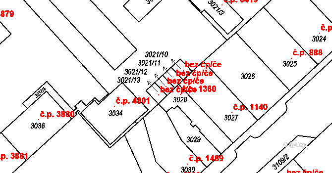 Chomutov 115682449 na parcele st. 3021/12 v KÚ Chomutov I, Katastrální mapa
