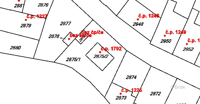 Dobrá Voda u Českých Budějovic 1792 na parcele st. 2875/2 v KÚ Dobrá Voda u Českých Budějovic, Katastrální mapa