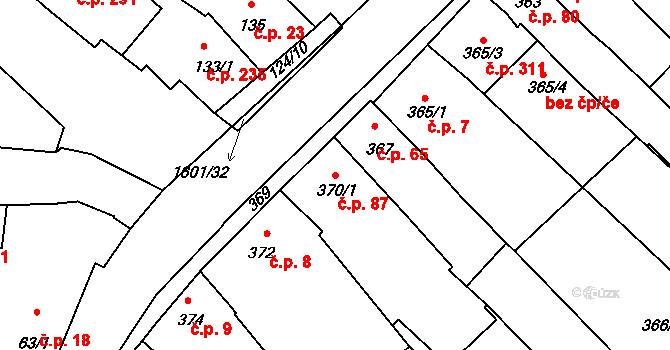 Omice 87 na parcele st. 370/1 v KÚ Omice, Katastrální mapa