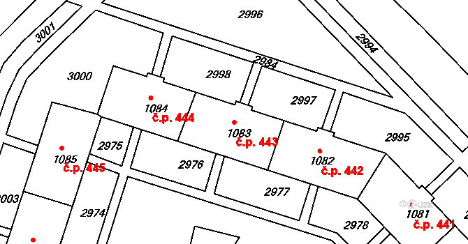 Pod Cvilínem 443, Krnov na parcele st. 1083 v KÚ Opavské Předměstí, Katastrální mapa