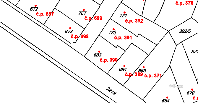 Lomnice nad Popelkou 390 na parcele st. 683 v KÚ Lomnice nad Popelkou, Katastrální mapa