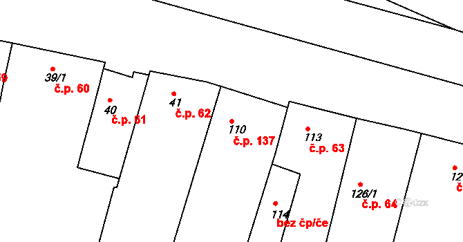 Kněževes 137 na parcele st. 110 v KÚ Kněževes u Rakovníka, Katastrální mapa