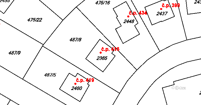 Holínské Předměstí 416, Jičín na parcele st. 2365 v KÚ Jičín, Katastrální mapa
