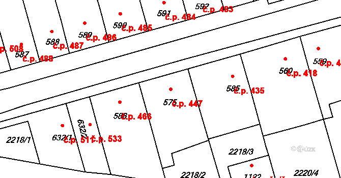 Kardašova Řečice 447 na parcele st. 575 v KÚ Kardašova Řečice, Katastrální mapa