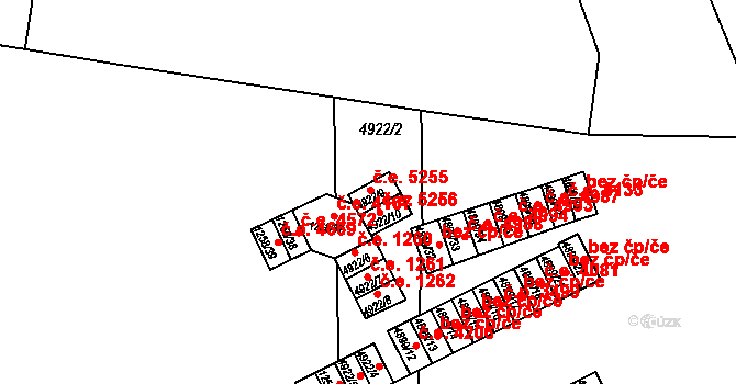 Ústí nad Labem-centrum 5255, Ústí nad Labem na parcele st. 4922/9 v KÚ Ústí nad Labem, Katastrální mapa