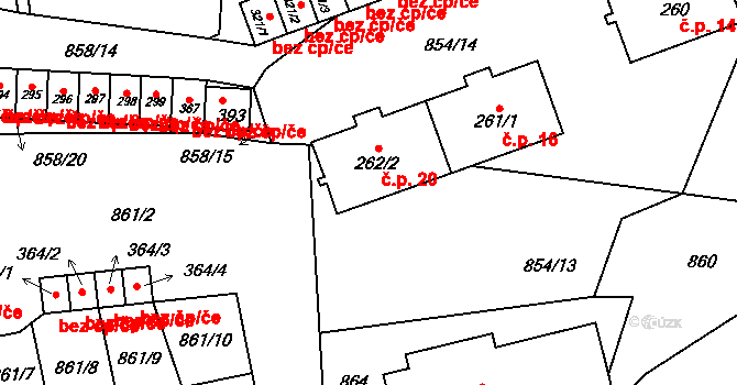 Mladkov 20 na parcele st. 262/2 v KÚ Mladkov, Katastrální mapa