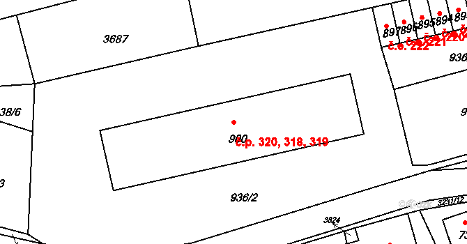 Jílové 318,319,320 na parcele st. 900 v KÚ Jílové u Děčína, Katastrální mapa