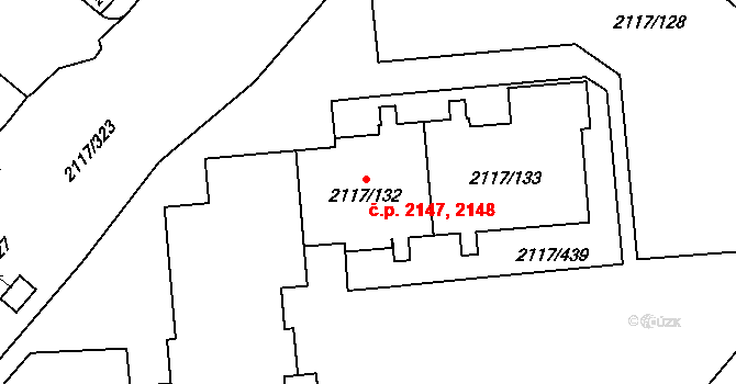Chodov 2147, Praha na parcele st. 2117/132 v KÚ Chodov, Katastrální mapa