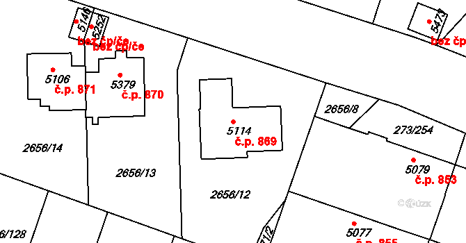 Střední Předměstí 869, Trutnov na parcele st. 5114 v KÚ Trutnov, Katastrální mapa