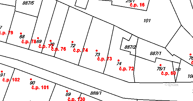 Maršov 73 na parcele st. 73 v KÚ Maršov u Veverské Bítýšky, Katastrální mapa