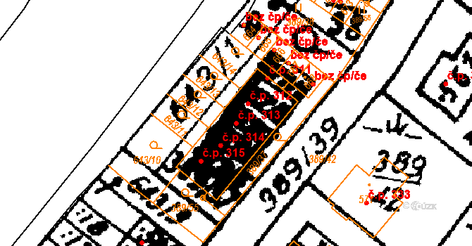 Nasavrky 313 na parcele st. 477/3 v KÚ Nasavrky, Katastrální mapa
