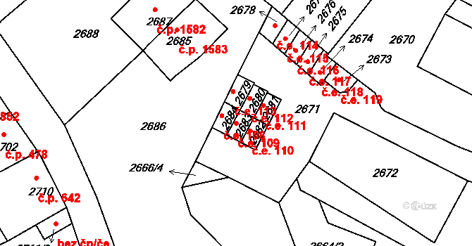 Tábor 109 na parcele st. 2683 v KÚ Tábor, Katastrální mapa
