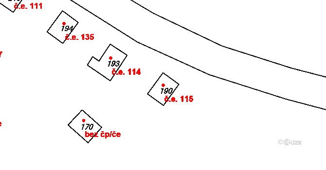 Jackov 115, Moravské Budějovice na parcele st. 190 v KÚ Jackov, Katastrální mapa