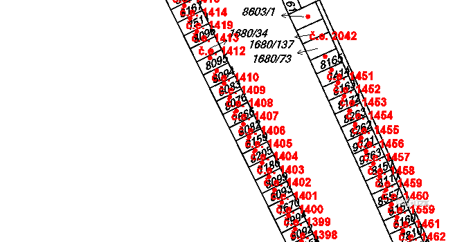 Hodonín 1406 na parcele st. 7666 v KÚ Hodonín, Katastrální mapa