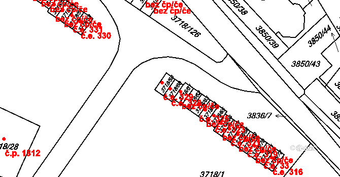 Předměstí 328, Litoměřice na parcele st. 3718/60 v KÚ Litoměřice, Katastrální mapa