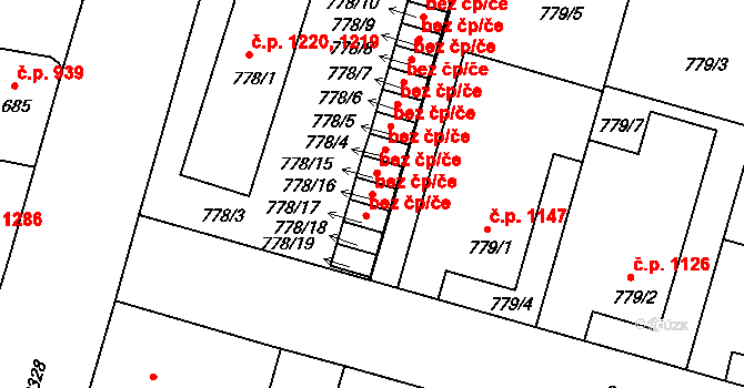 Benešov 39311449 na parcele st. 778/16 v KÚ Benešov u Prahy, Katastrální mapa