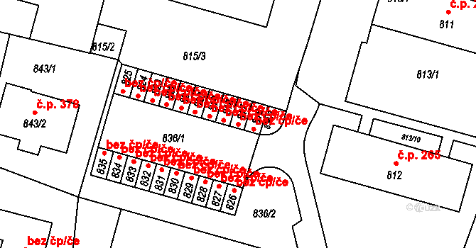 Divišov 42116449 na parcele st. 817 v KÚ Divišov u Benešova, Katastrální mapa