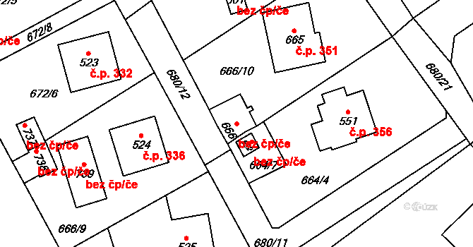 Nedvědice 44153449 na parcele st. 666 v KÚ Nedvědice pod Pernštejnem, Katastrální mapa